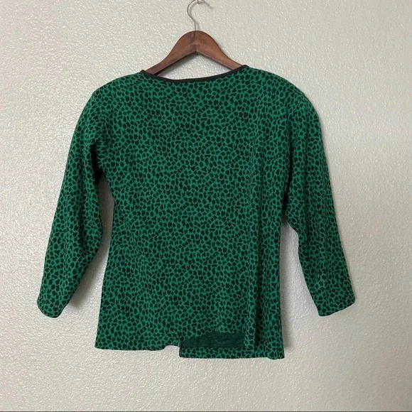 ADRIENNE VITTADINI Vintage Leopard Cardigan Small Green Black Y2K Dark Academia - Picture 10 of 11